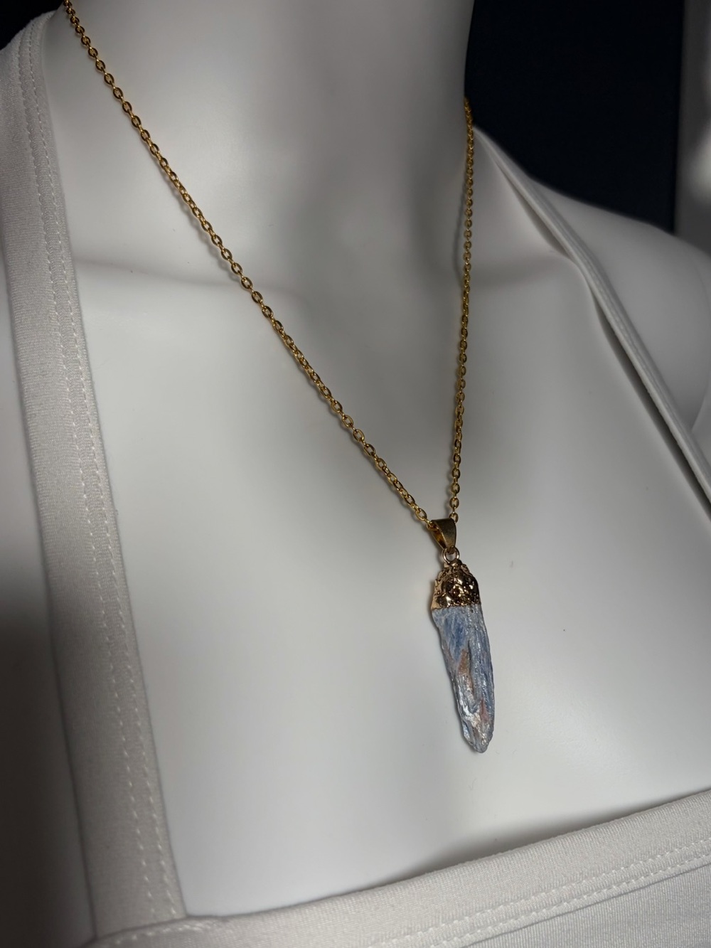 Kyanite Tooth Pendant Necklace